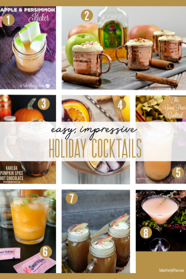 Pinterest image of holiday cocktails perfect for Thanksgiving and holiday parties.