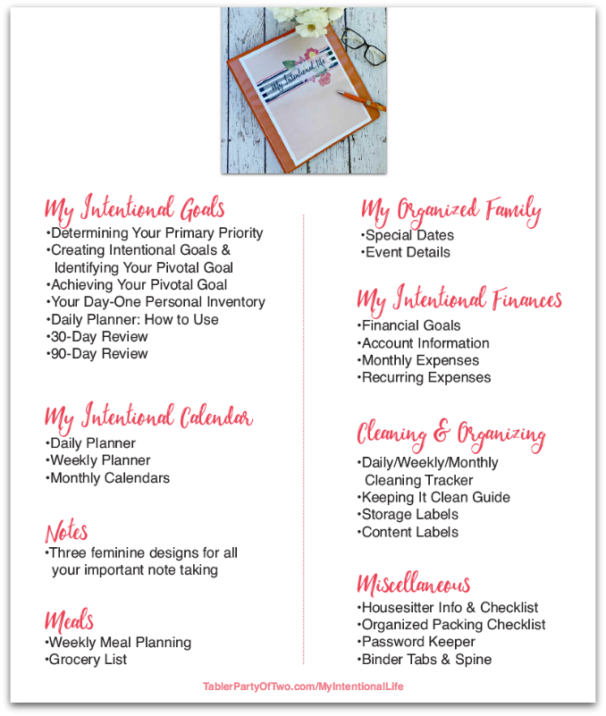 My Intentional Life is a plan with tools and printables to live a life with more purpose and intention! Here's all that's included. Tabler Party Of Two | TablerPartyofTwo.com