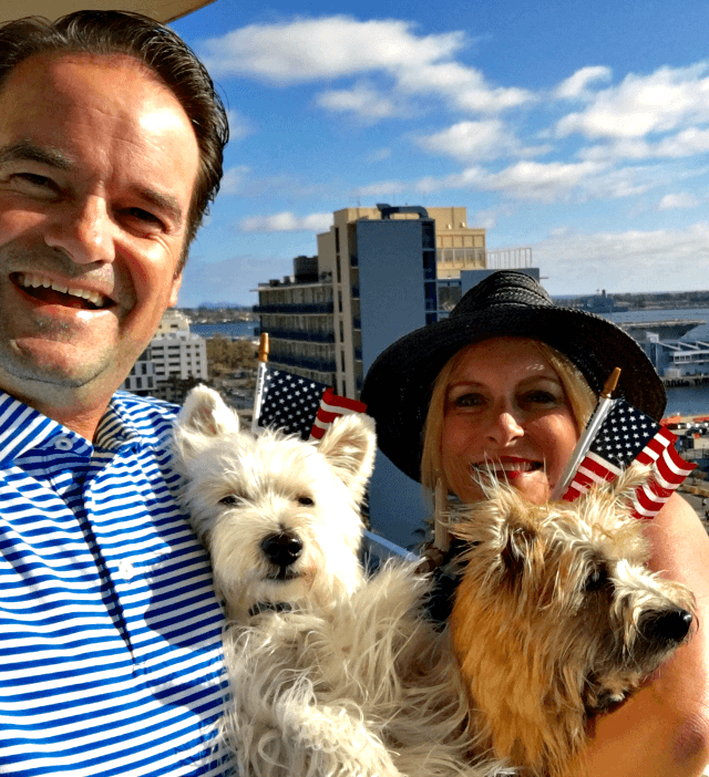 Celebrating Independence Day with our pups in San Diego. TablerPartyofTwo.com